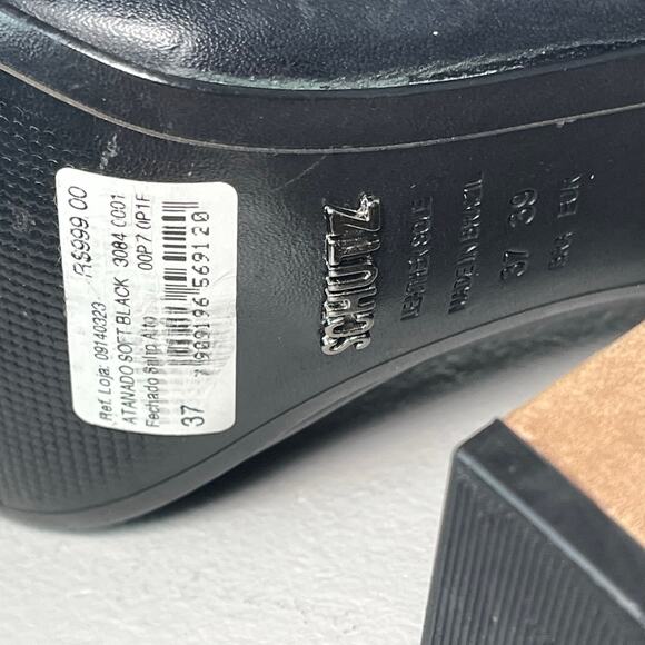 Schutz Quesadilha Yucca Slingback Heels Size 8.5 Black Leather Block Heel - Picture 11 of 16